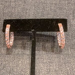 Morganite SS 14kt. Rose gold inside/outside hoop earrings!